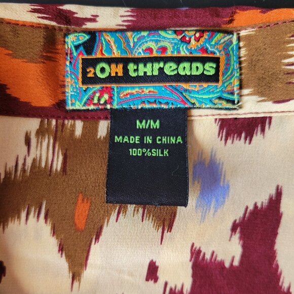 NWT 2OH Threads Two Old Hippies 100% Silk, Long Sleeve Button Front Shirt, M, - Picture 3 of 6